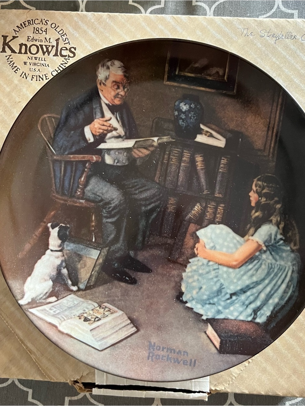 Edwin M. Knowles  "The Storyteller” Collector Plate 1984 Norman Rockwell